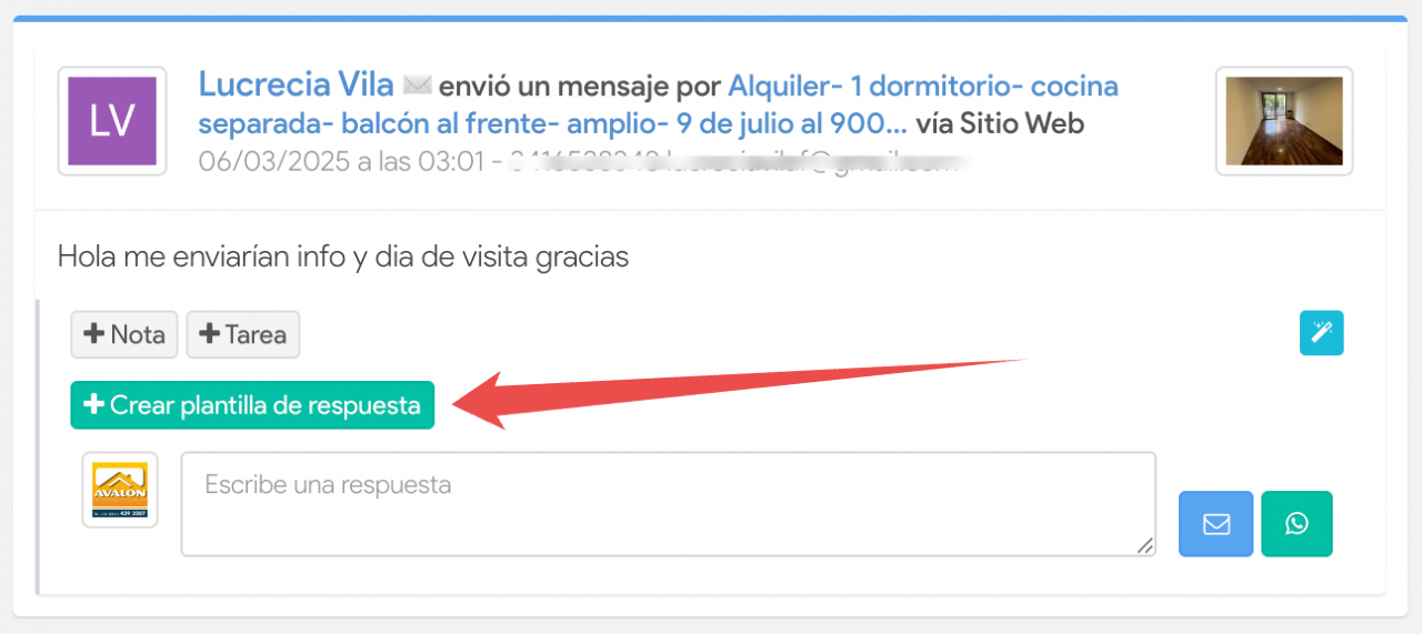 crear plantilla de respuesta rapida crm inmobiliario