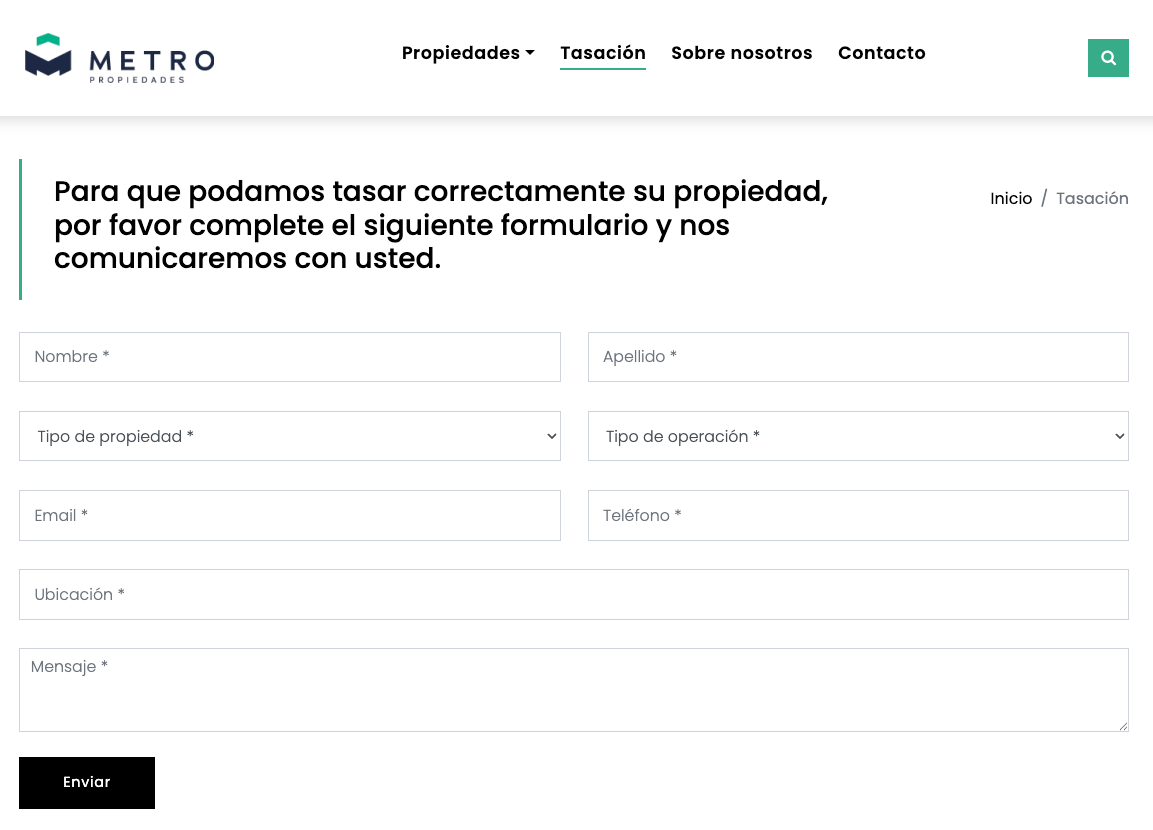 Formulario de tasacion