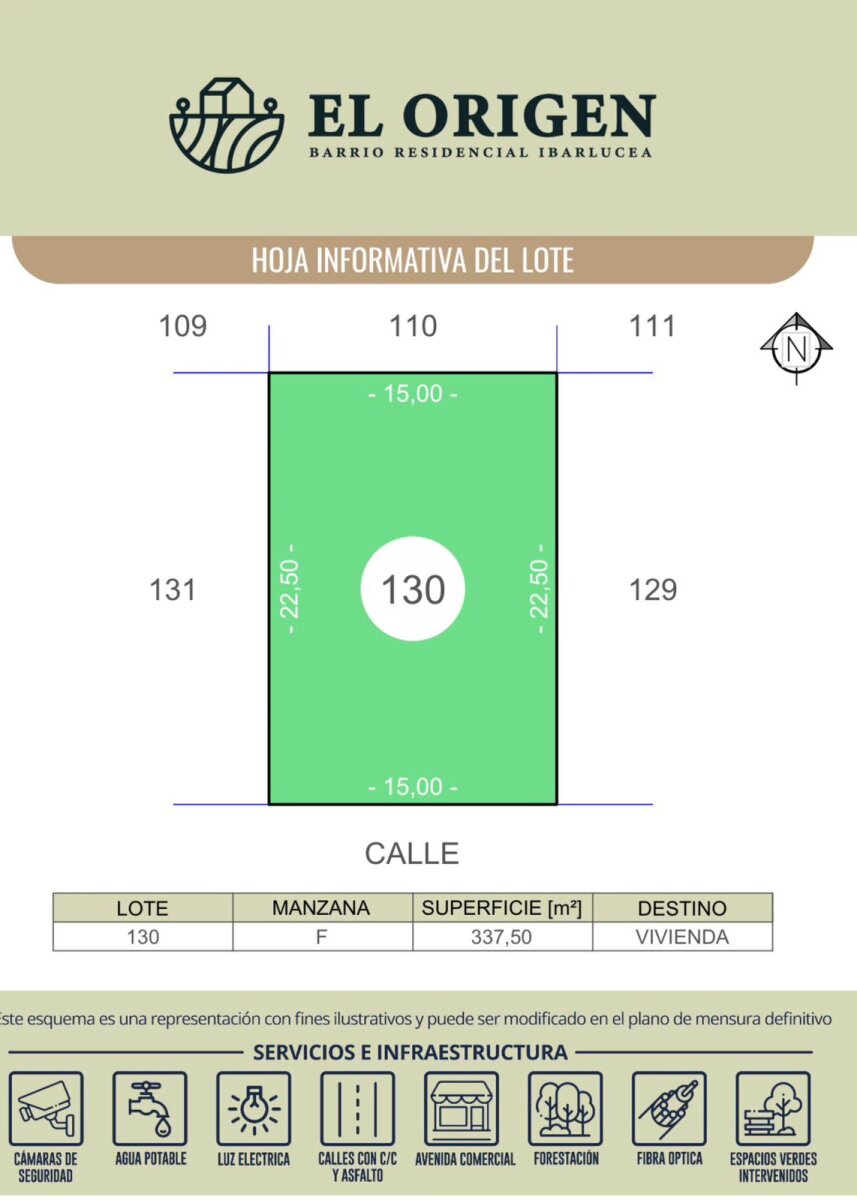 Venta Terreno en Ibarlucea - El Origen - Preventa - Lote 130 - Ideal inversores - Red de cloacas y agua — foto 6