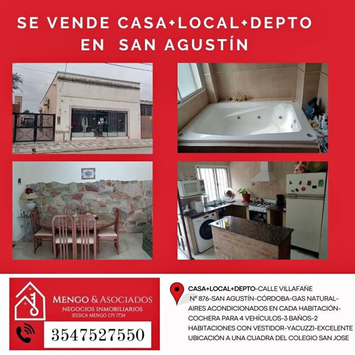 VENTA CASA+LOCAL+DEPTO SAN AGUSTÍN 2 DORMITORIOS 1 BAÑO