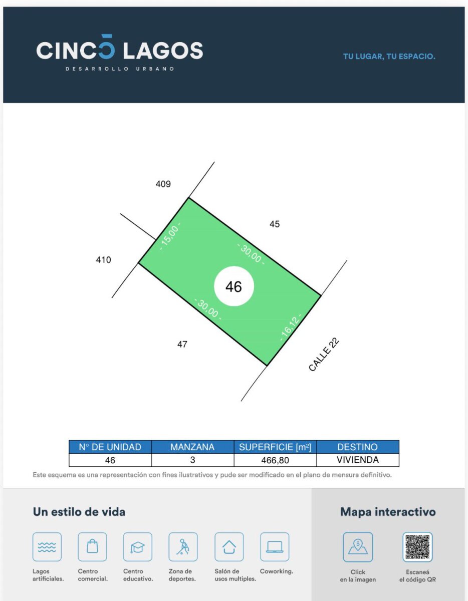 Venta de lote Ibarlucea - CINCO LAGOS OPORTUNIDAD - Barrio LAGO MANSO - LOTE 46 - MANZANA 3 — foto 7