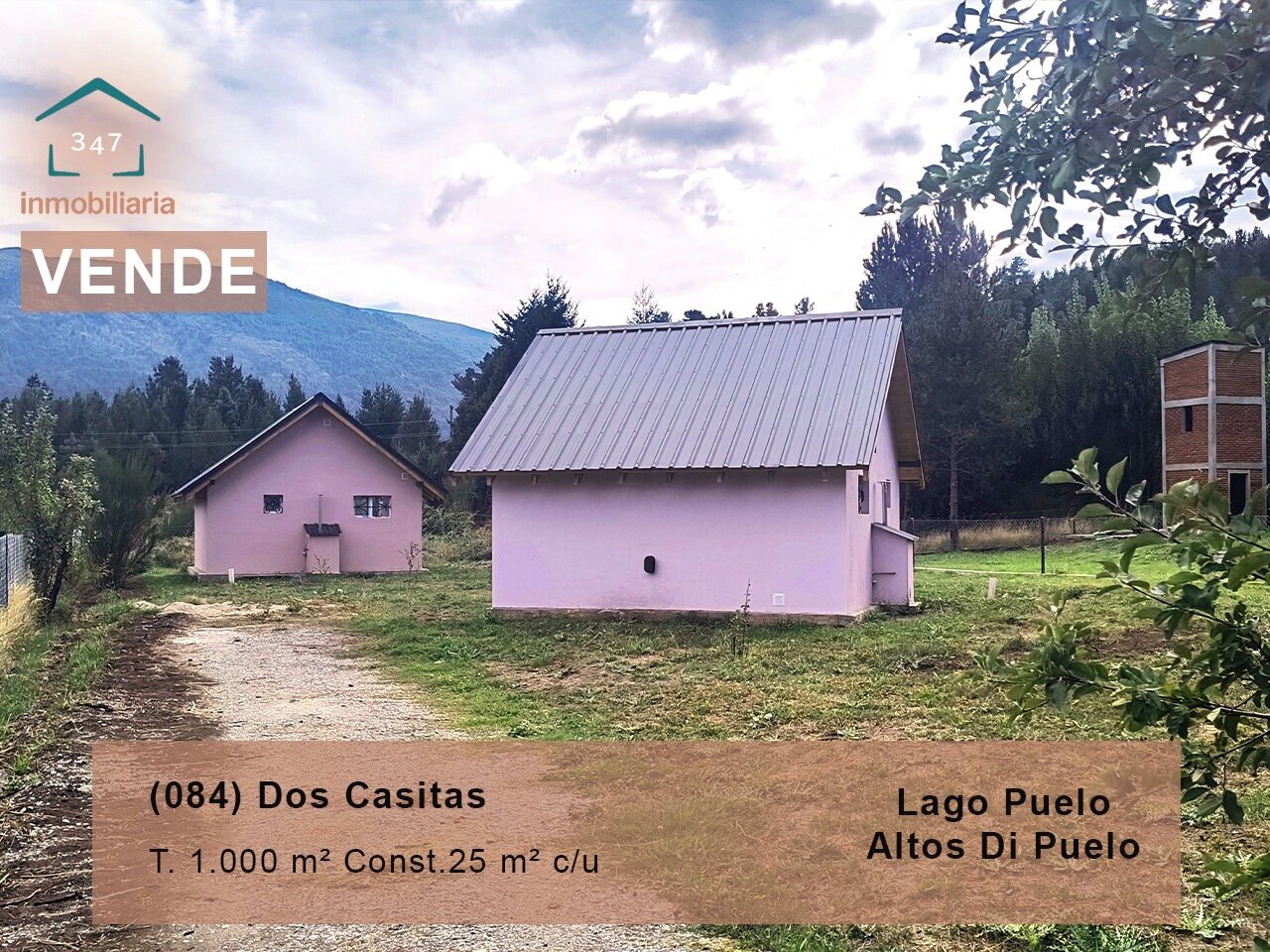 (084)LAGO PUELO, DOS CASITAS Monoambiente a estrenar con terreno de 1.000mts2 en Altos Di Puelo
