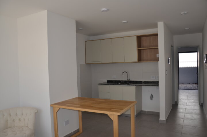 Cocina con muebles bajo mesada y alacena