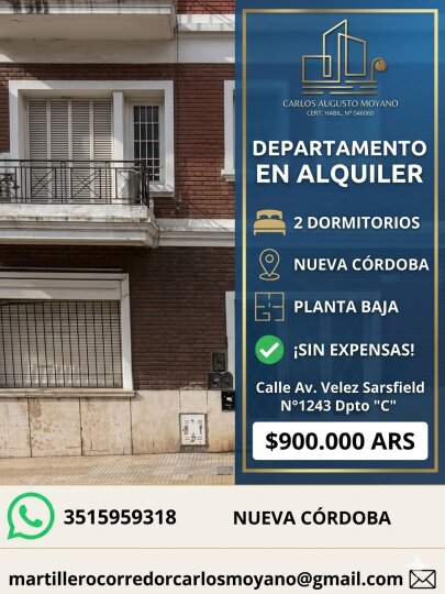 Alquiler Departamento Nueva Cordoba