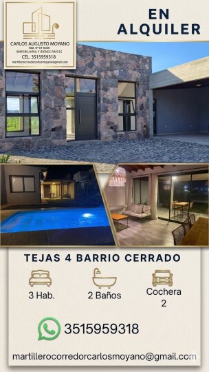 Casa en Alquiler B° Tejas 4 con expensas y Pileta