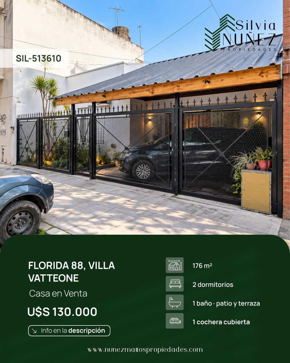 Venta Casa 2 Dormitorios Villa Vatteone Con Cochera