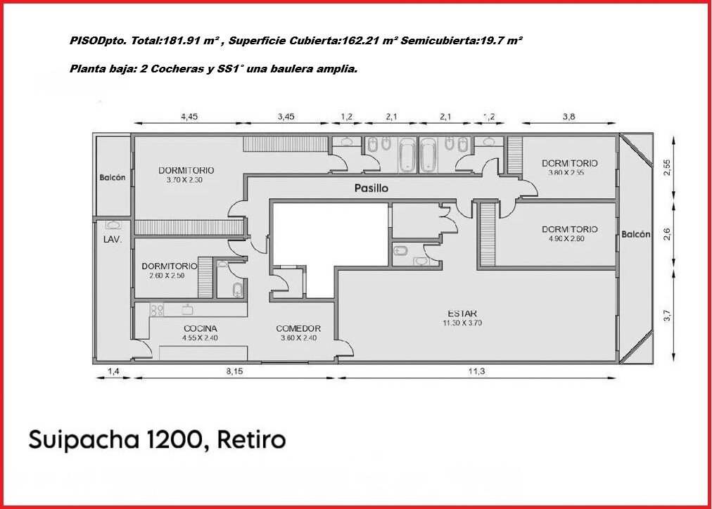 Retiro piso 4 ambientes con dependencia de servicio, 2 cocheras y baulera. - 3