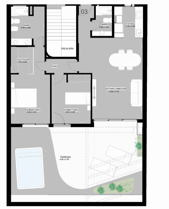 Montevideo 961 - Departamento de 2 dormitorios con Patio Exclusivo y Pileta - 10