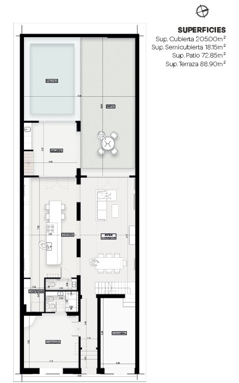 VENTA SARMIENTO 2300 CASA EN DOS PLANTAS 3 DORMITORIOS, 3 BAÑOS CON COCHERA Y PISCINA - 63