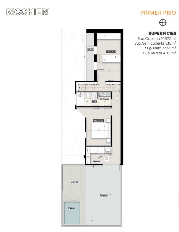VENTA RICCHIERI 400, CASA DOS PLANTAS, 3 DORMITORIOS, 3 BAÑOS, CON COCHERA. - 27