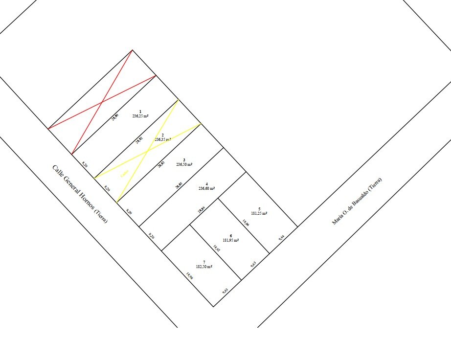 Lote de 236m2 sobre asfalto, con disponibilidad de agua, cloaca y luz! Hornos y Basualdo - LOTE 2 - 3