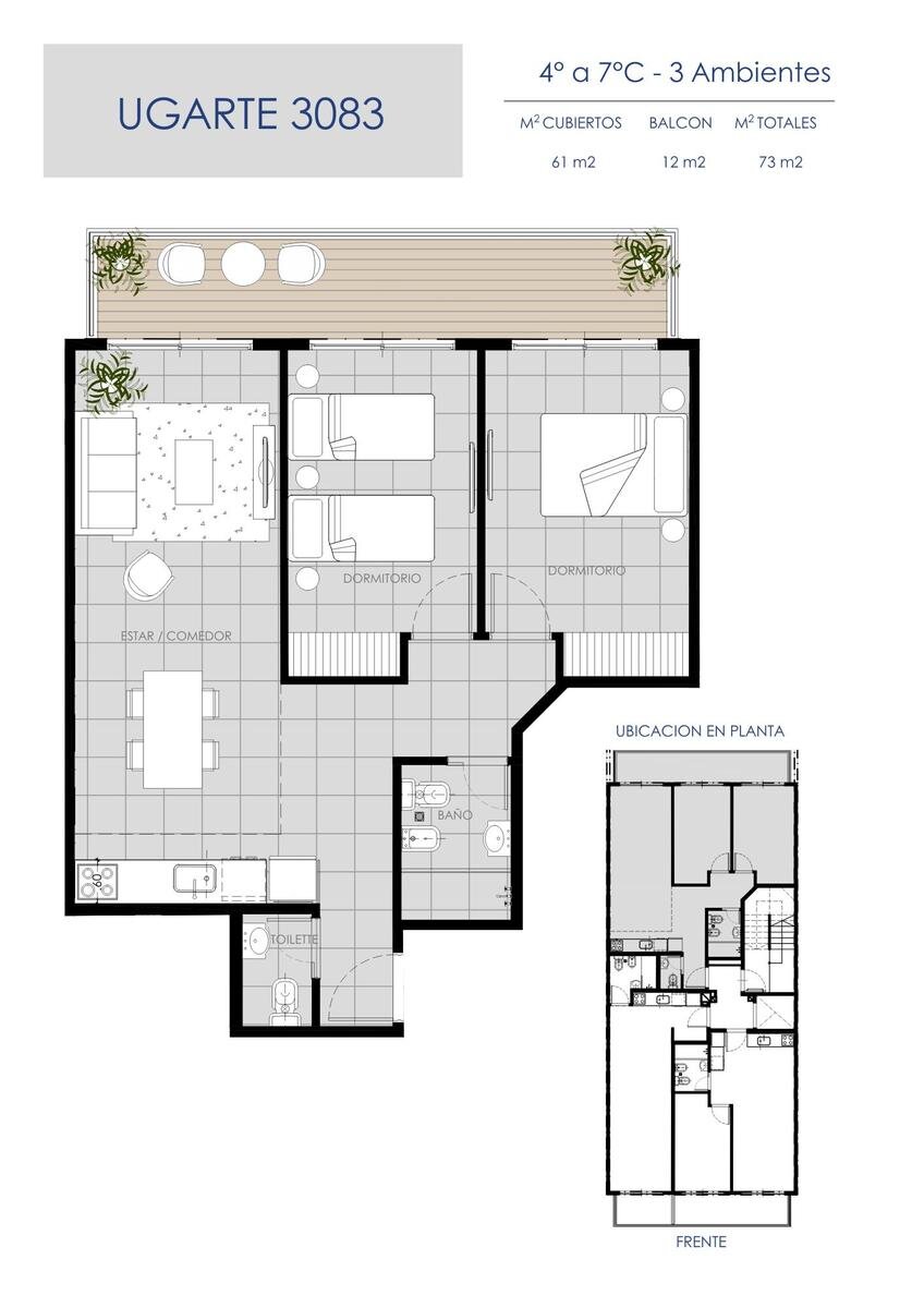 3 ambientes con balcón en construcción - 8
