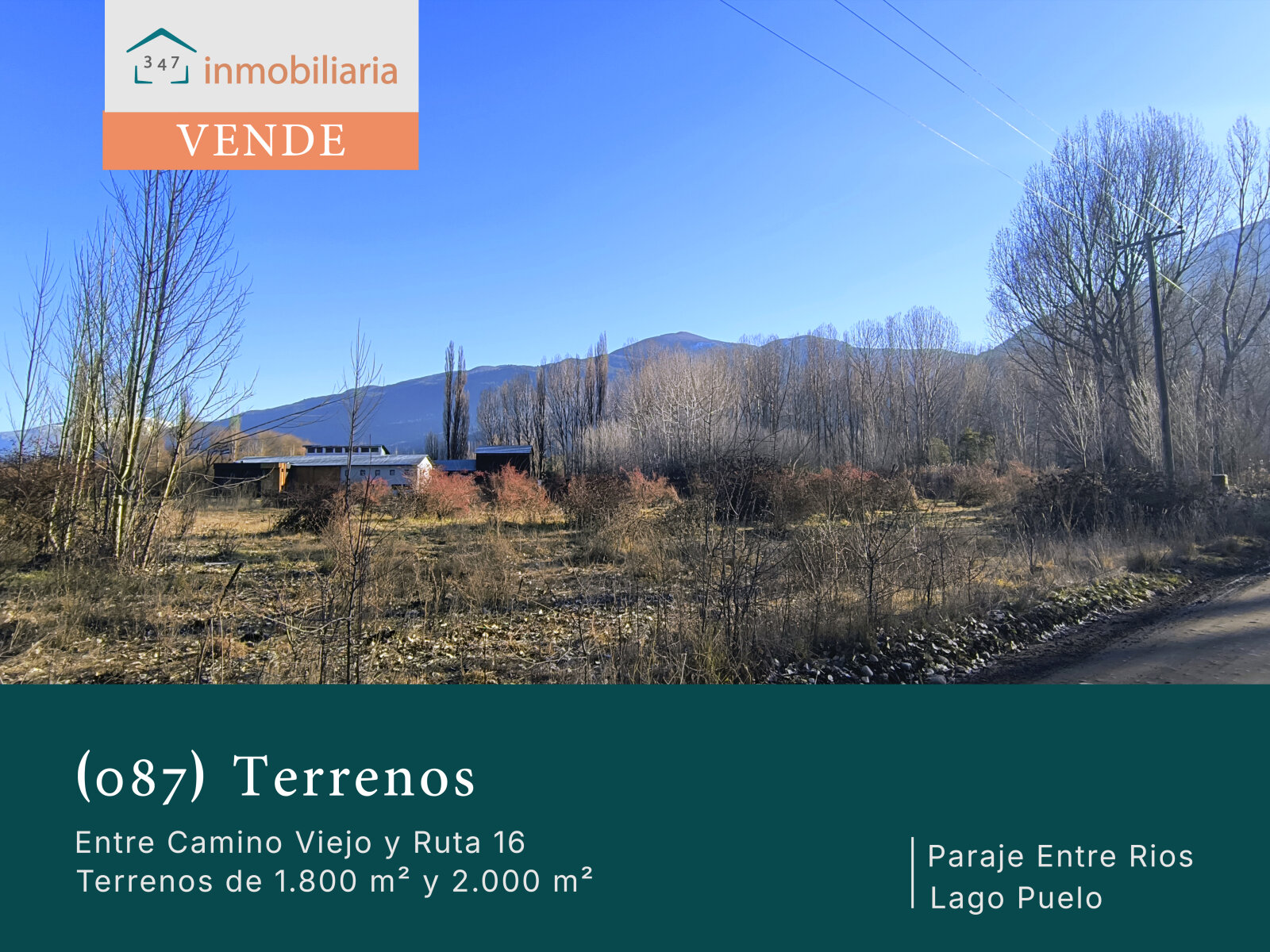 (087) LAGO PUELO, Terrenos 1800 m2, Pje. Entre Ríos - 1