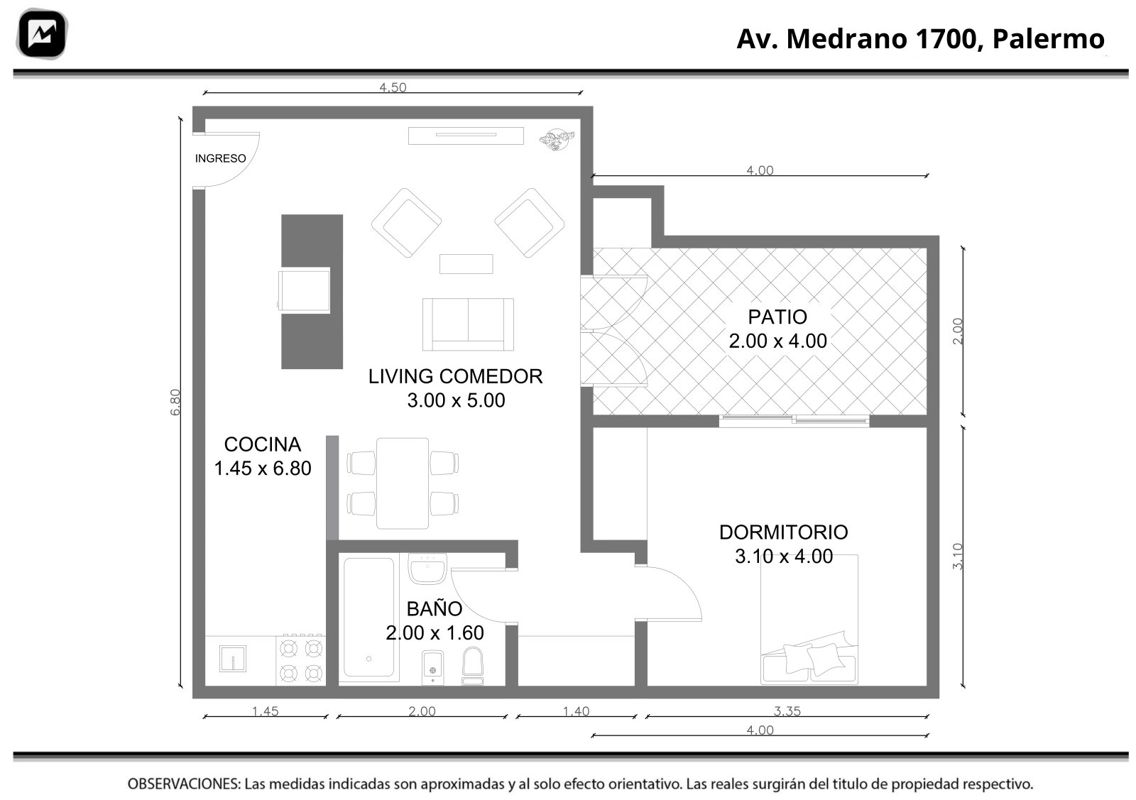 Venta 2 ambientes con patio propio y lavadero – Plaza Güemes, Palermo - 7