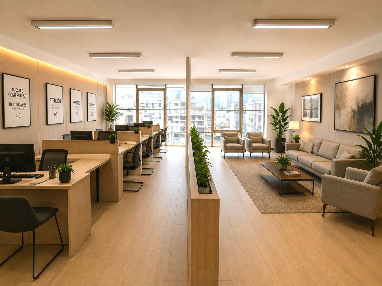 Moderna Oficina con excelente iluminación, cocina y baño privado, Monserrat.