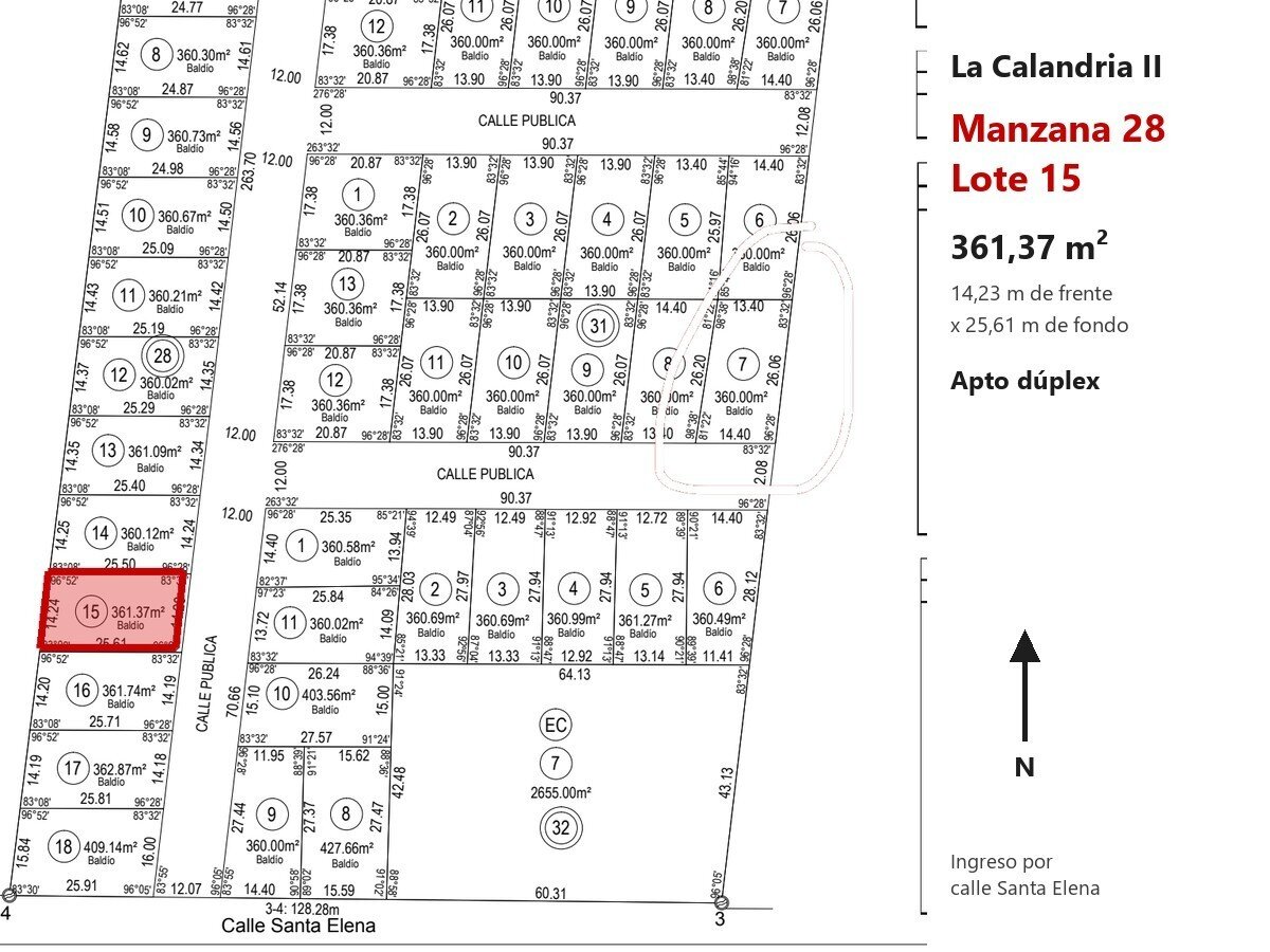 Lote 361 m² apto dúplex, frente al este, en La Calandria II · Mza 28 Lt 15 — foto 12