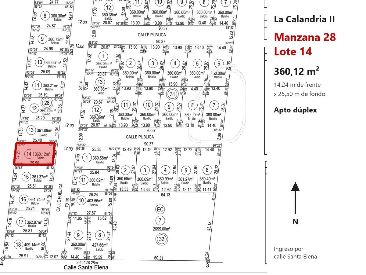 Lote 360 m² apto dúplex, frente al este, en La Calandria II · Mza 28 Lt 14 — foto 13