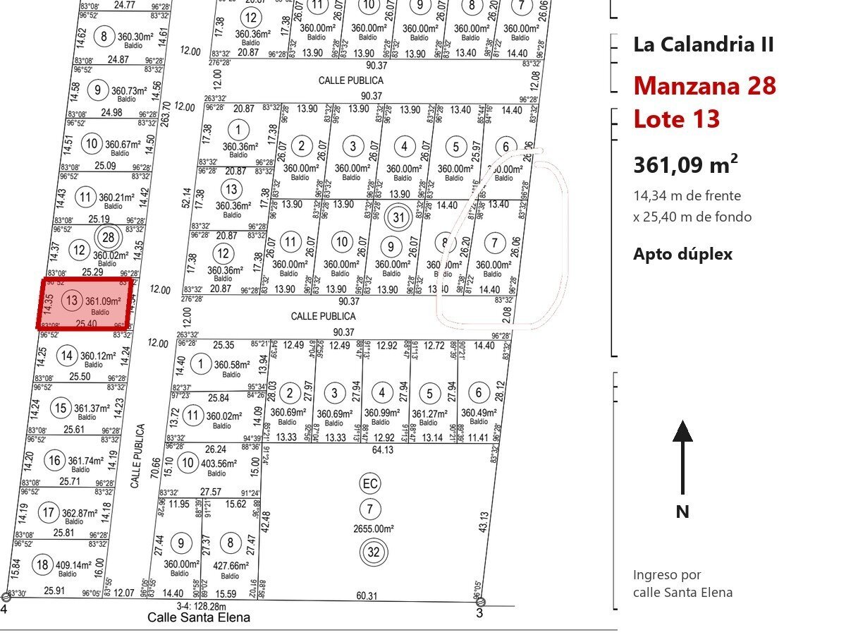 Lote 361 m² apto dúplex, frente al este, en La Calandria II · Mza 28 Lt 13 — foto 13