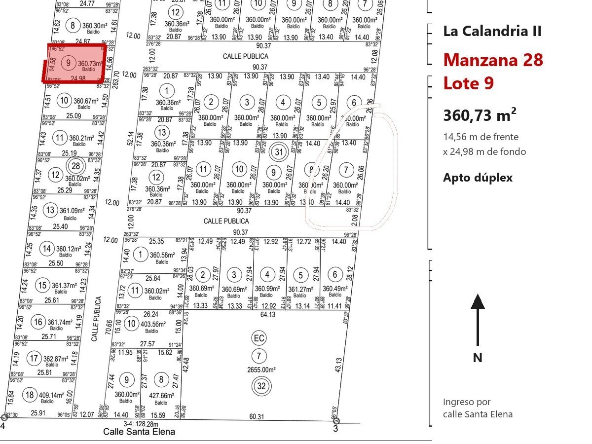Lote 360 m² apto dúplex, frente al este, en La Calandria II · Mza 28 Lt 9 — foto 13