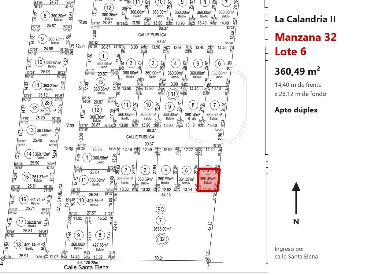 Lote 360 m² apto dúplex con arboleda, frente al norte, en La Calandria II · Mza 32 Lt 6 — foto 12