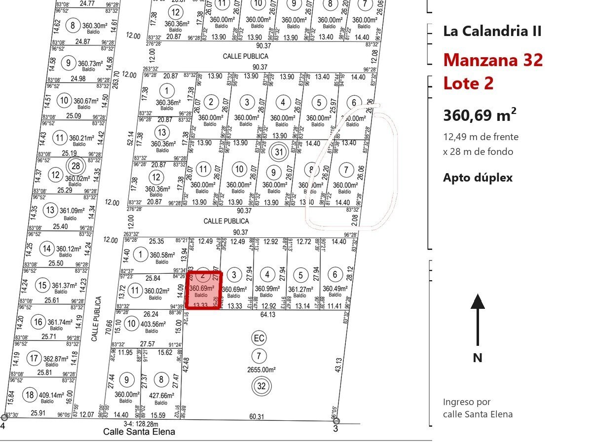 Lote 360 m² apto dúplex, frente al norte, en La Calandria II · Mza 32 Lt 2 — foto 11