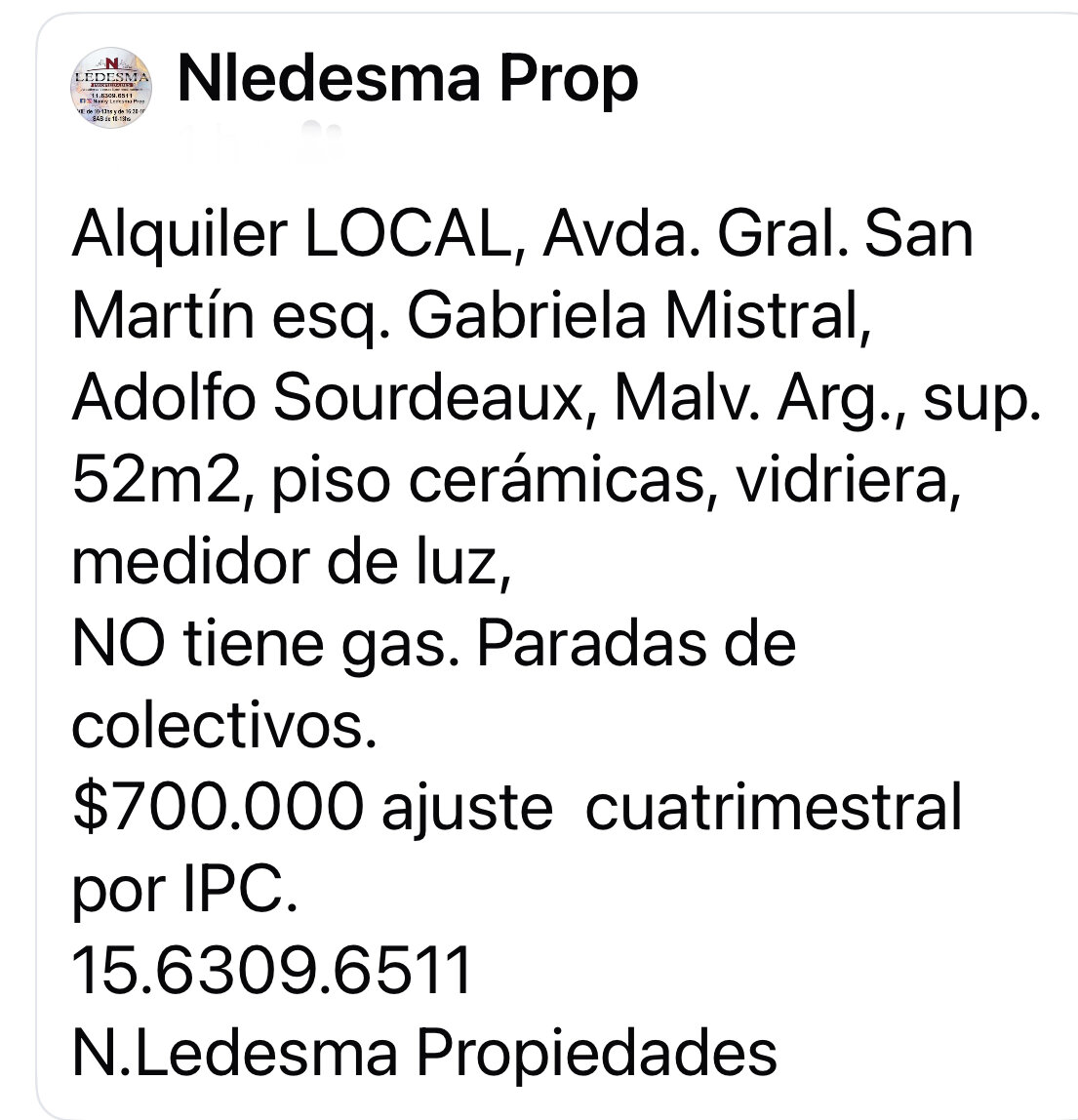 Alquiler local 52m2 Adolfo Sourdeaux - 1