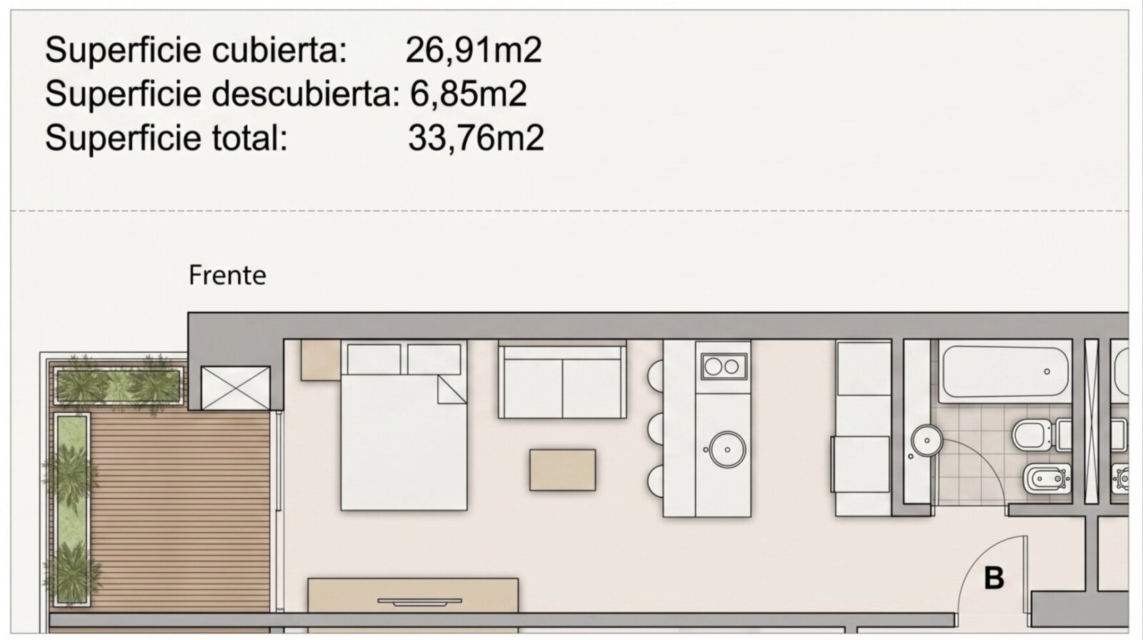 Monoambiente en alquier - Balcón con parrilla - Colegailes - 18