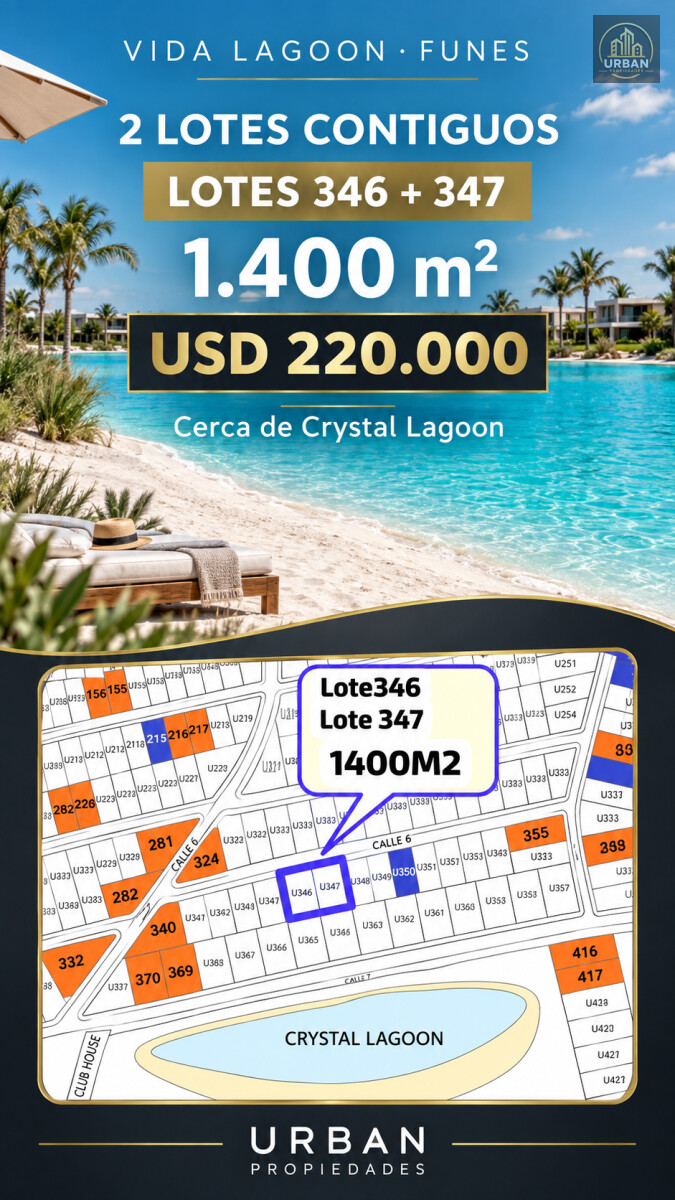Venta Lotes Contiguos en Vida Crystal Lagoon, Funes, Rosario - 2