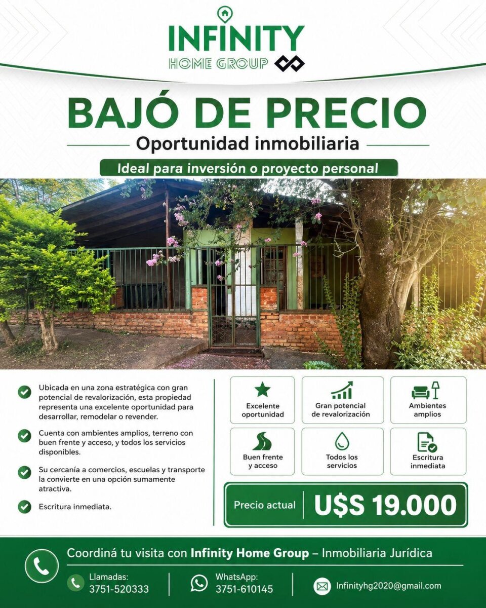 PROPIEDAD A RECICLAR EN VENTA SOBRE CALLE A. NOVOA KM3 DE ELDORADO | MISIONES