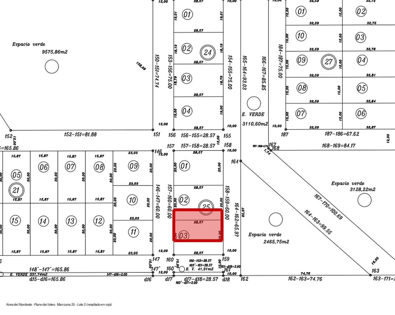 Lote en venta 571 m² con servicios en Aires del Nordeste, Unquillo · Mz 25 L 3 - 9