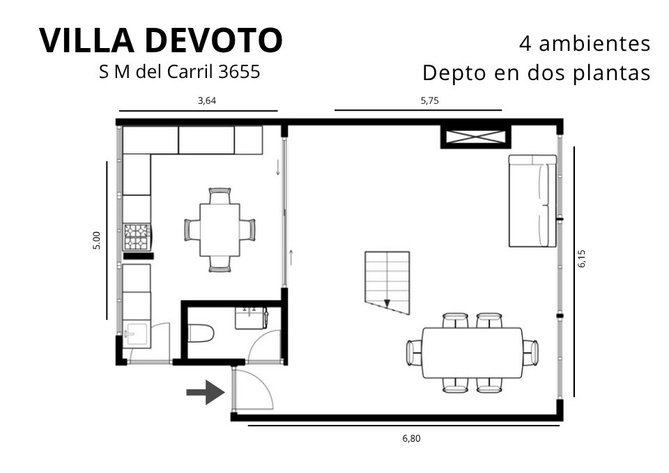 Departamento tipo Duplex de 4 ambientes al contrafrente sobre avenida Salvador M. del Carril - Devoto - 64