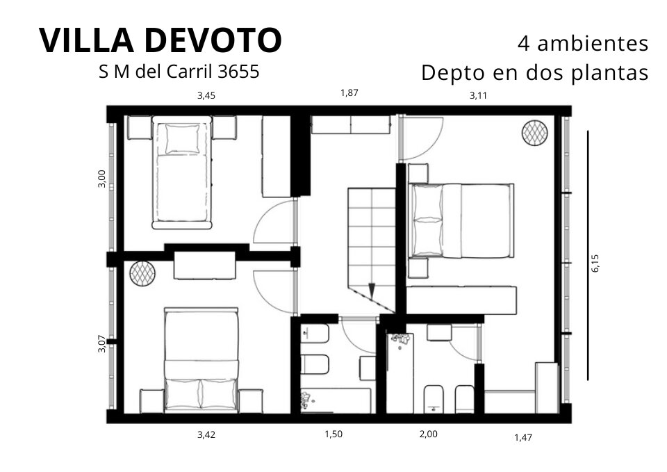 Departamento tipo Duplex de 4 ambientes al contrafrente sobre avenida Salvador M. del Carril - Devoto - 65