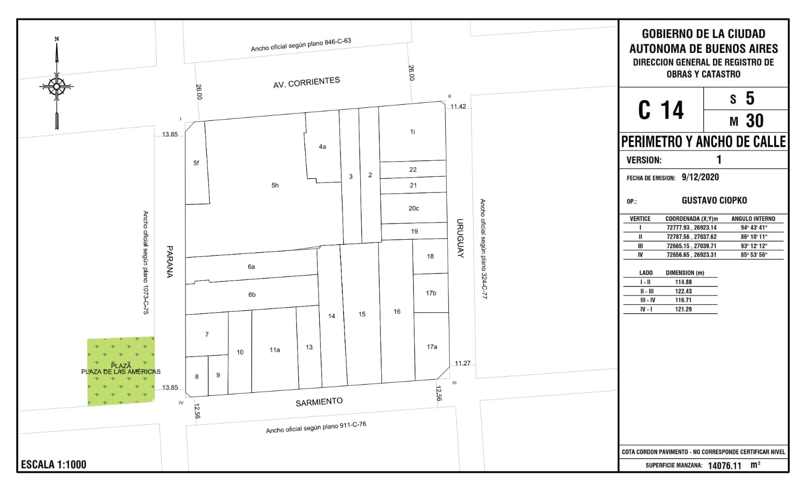 Terreno en Microcentro/San Nicolás - 1545m² Vendibles - PB + 10 Pisos + 2 Retiros