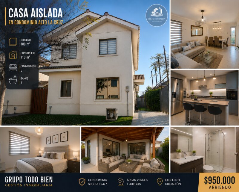 Casa Aislada en Arriendo | Condominio Cerrado Seguro 24/7!