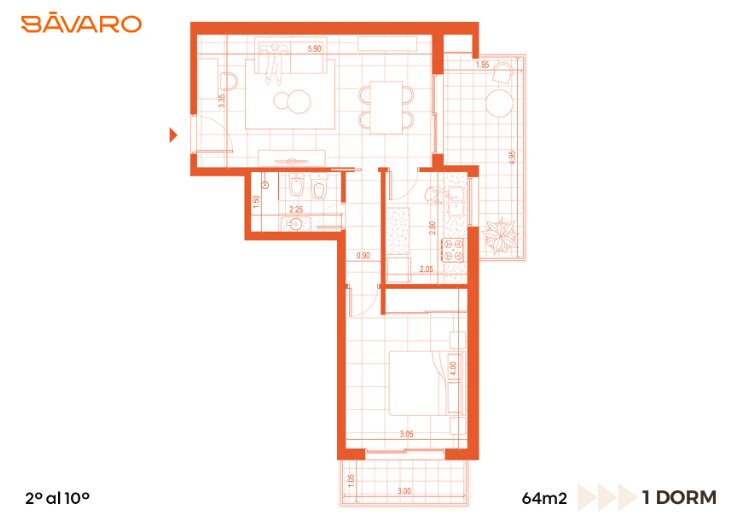 EDIFICIO BAVARO | 1 dormitorio con cocina separada en Puerto Norte — foto 7
