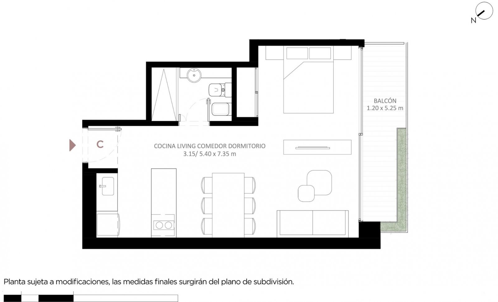 Venta.Monoambiente tipo Loft. Contrafrente. Balcón. Full Amenities. Palermo — foto 4