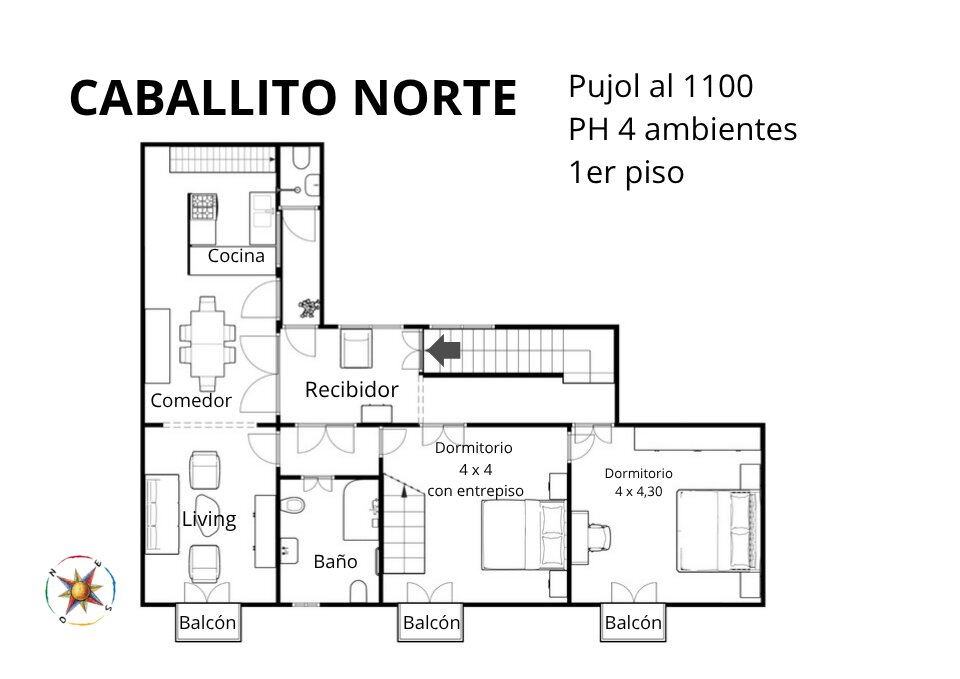 PH 4 ambientes, primer piso al frente con balcon y terraza. Entrada independiente - Caballito Norte - 4