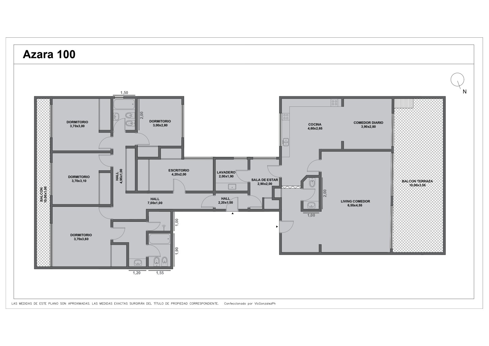 Departamento de 5 Ambientes c/dep en Venta 204 m2 con balcon aterrazado, cochera y baulera. - 47
