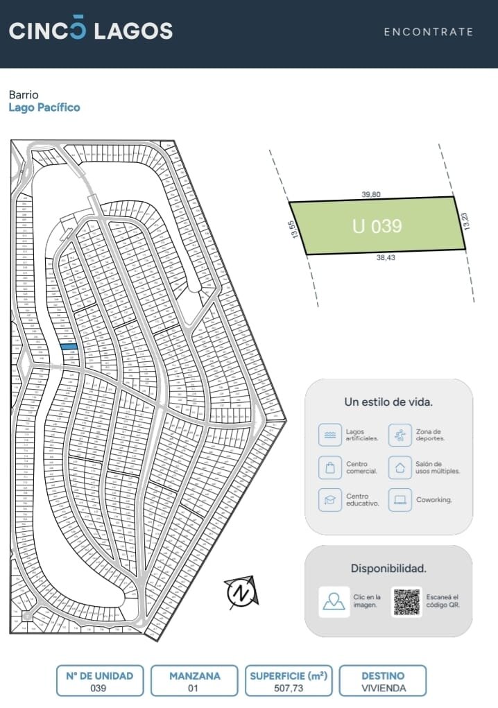 Terreno en Preventa - Ibarlucea - Cinco Lagos - Barrio cerrado - Ruta 34 Km 10 - Lote 39 - Barrio Pacífico - 38