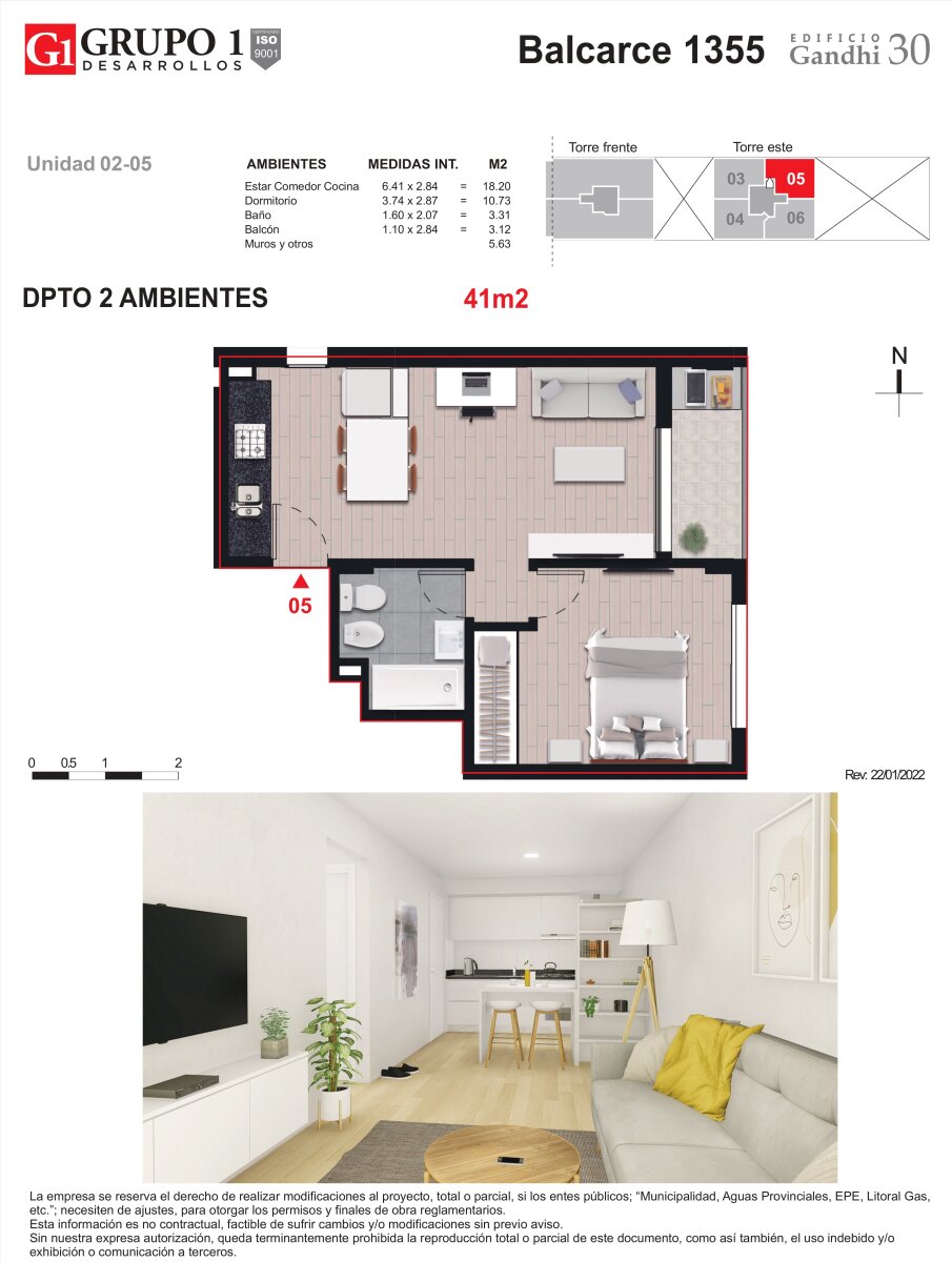 Rosario: Balcarce 1355 Departamentos de 1 dormitorio al contrafrente de 37 a 44 m2 a estrenar, Santa Fe, Argentina - 33